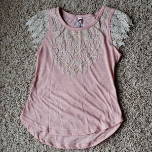 Girls pink & cream shirt size M 10-12